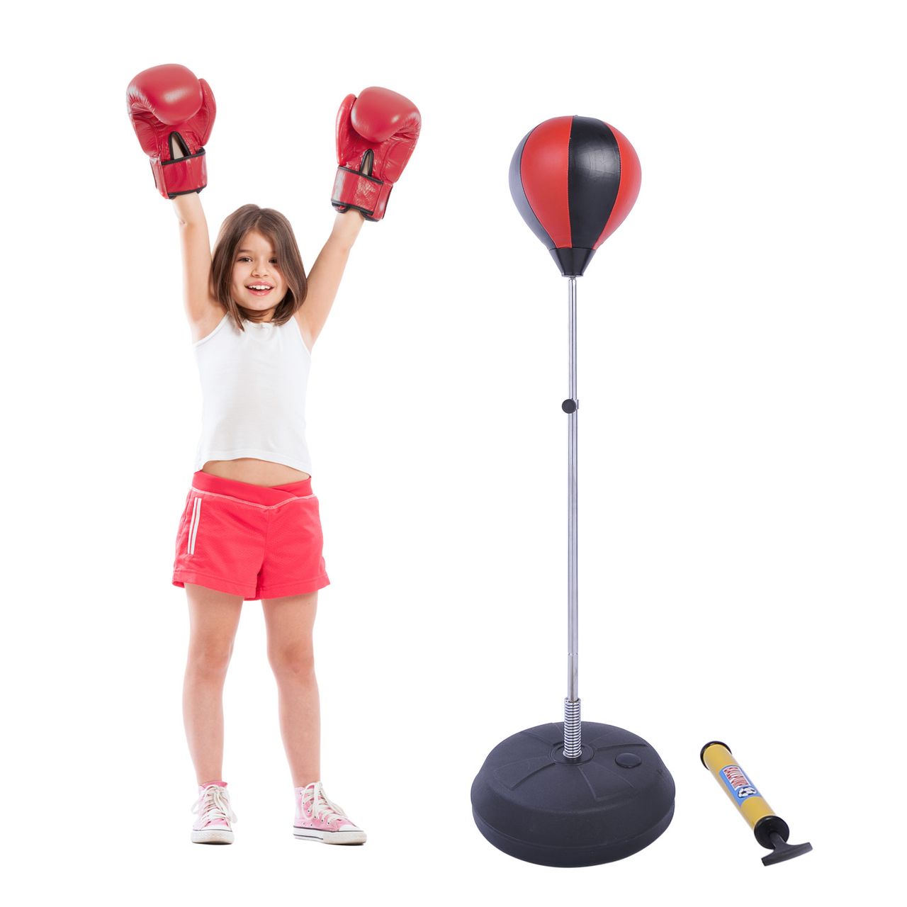 HOMCOM Punchingball Set Standbox Training Set höhenverstellbar Schwarz Rot