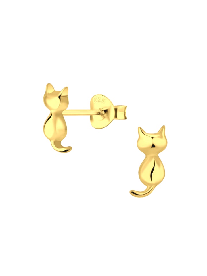 Alexander York Ohrringe, Ohrstecker KATZE in Gold aus 925 Sterling Silber, 2-tlg. günstig kaufen onesize