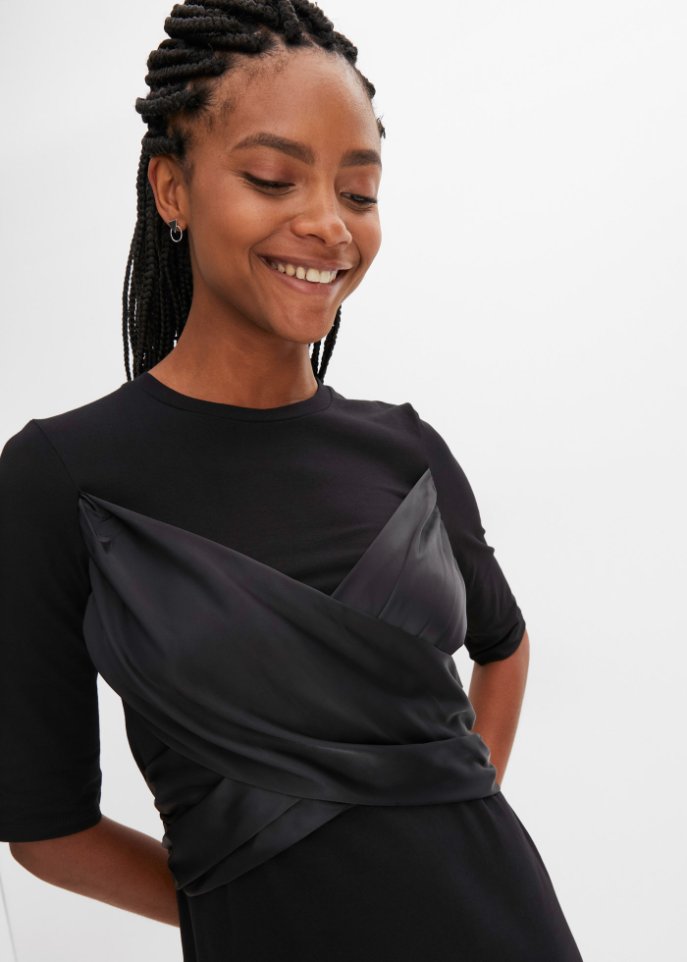Kleid mit Satin-Einsatz