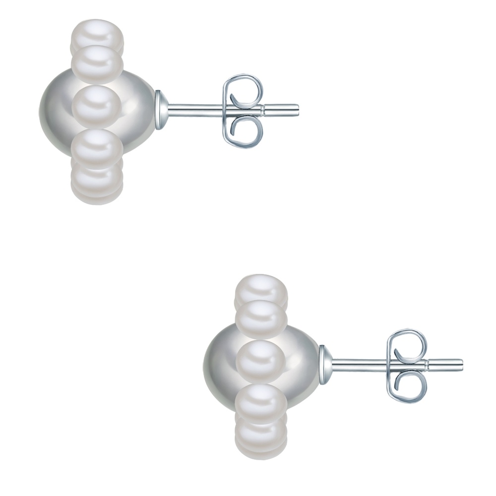 Valero Pearls Puce d'oreille en perle Fleur Perle de culture d'eau douce Perle de culture d'eau Boucles d'oreilles