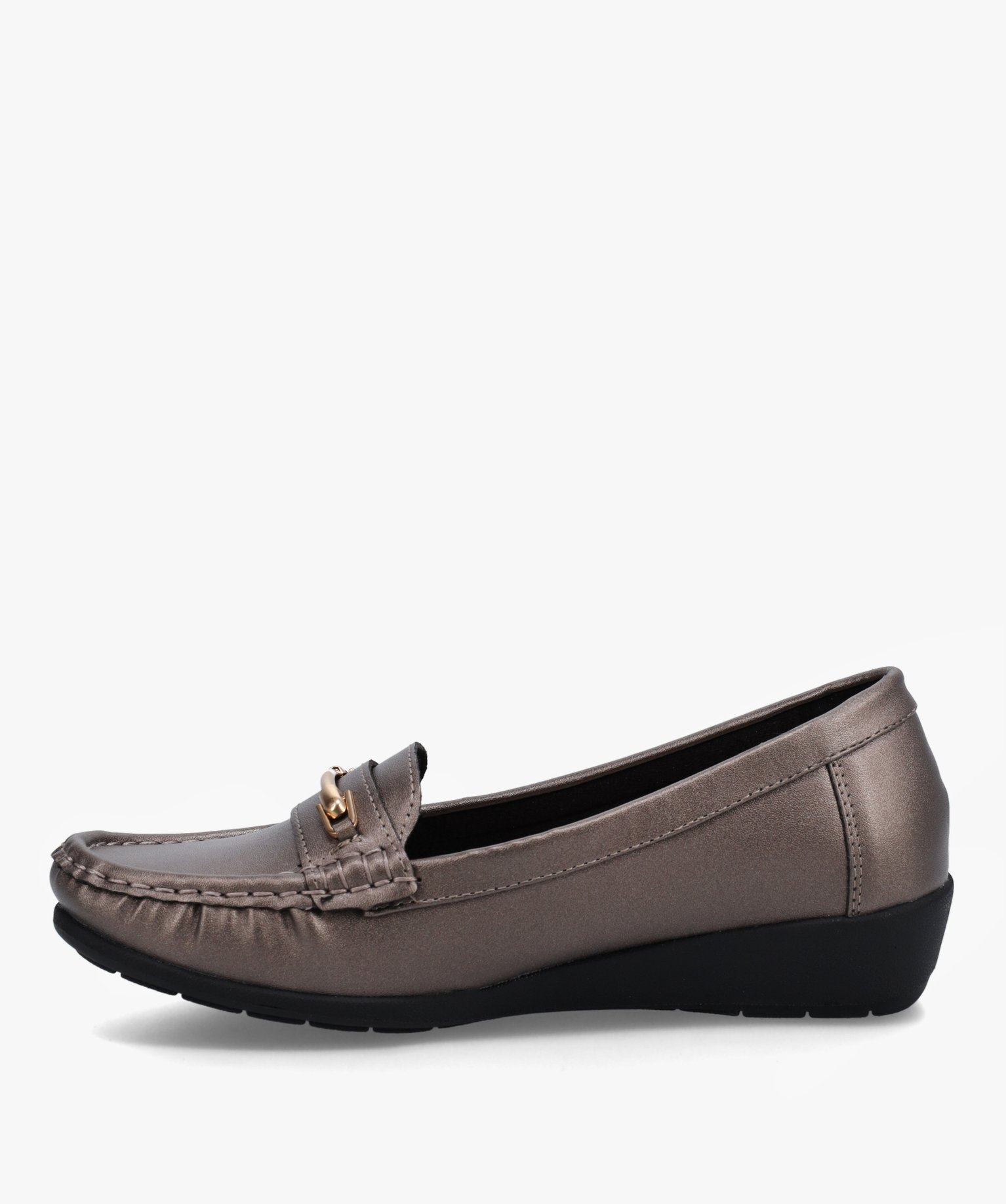 Mocassins à talon compensé et bride métallique femme argent | GEMO