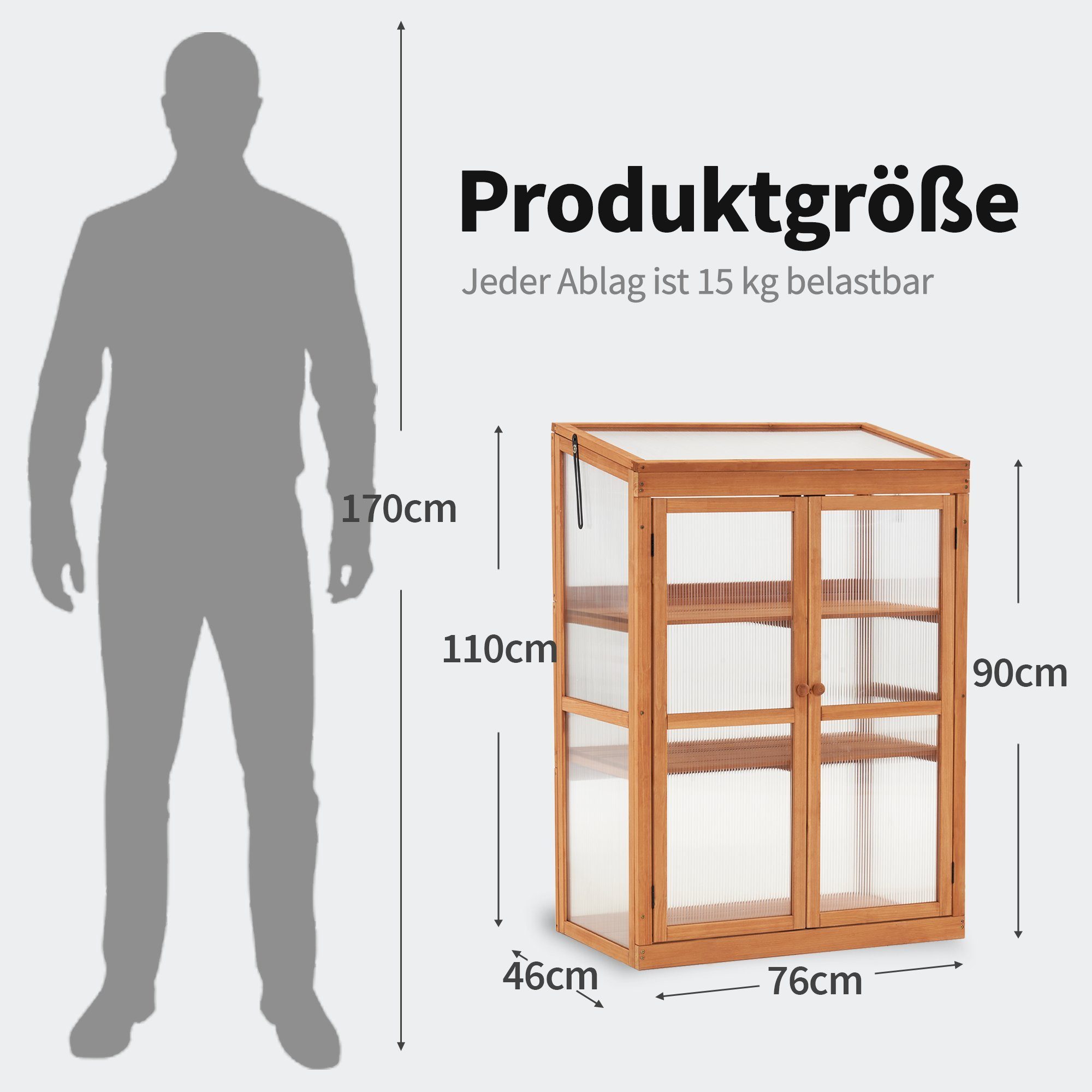 MCombo Anlehngewächshaus M MCombo Gewächshaus Frühbeet Treibhaus Greenhouse 0760, Jede Platte ist 15 kg belastbar. Wetterfest; Anti-Kipp-Stücke;
