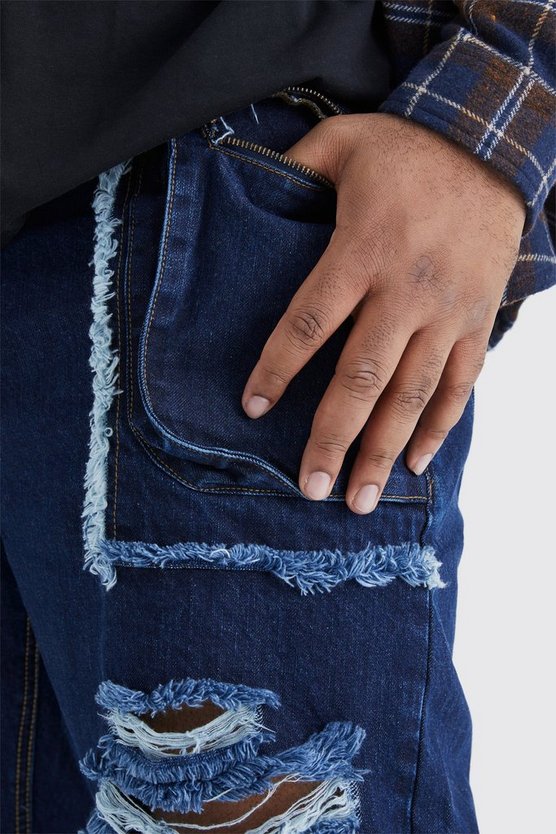 Plus lockere zerrissene Jeans mit Cargo-Taschen