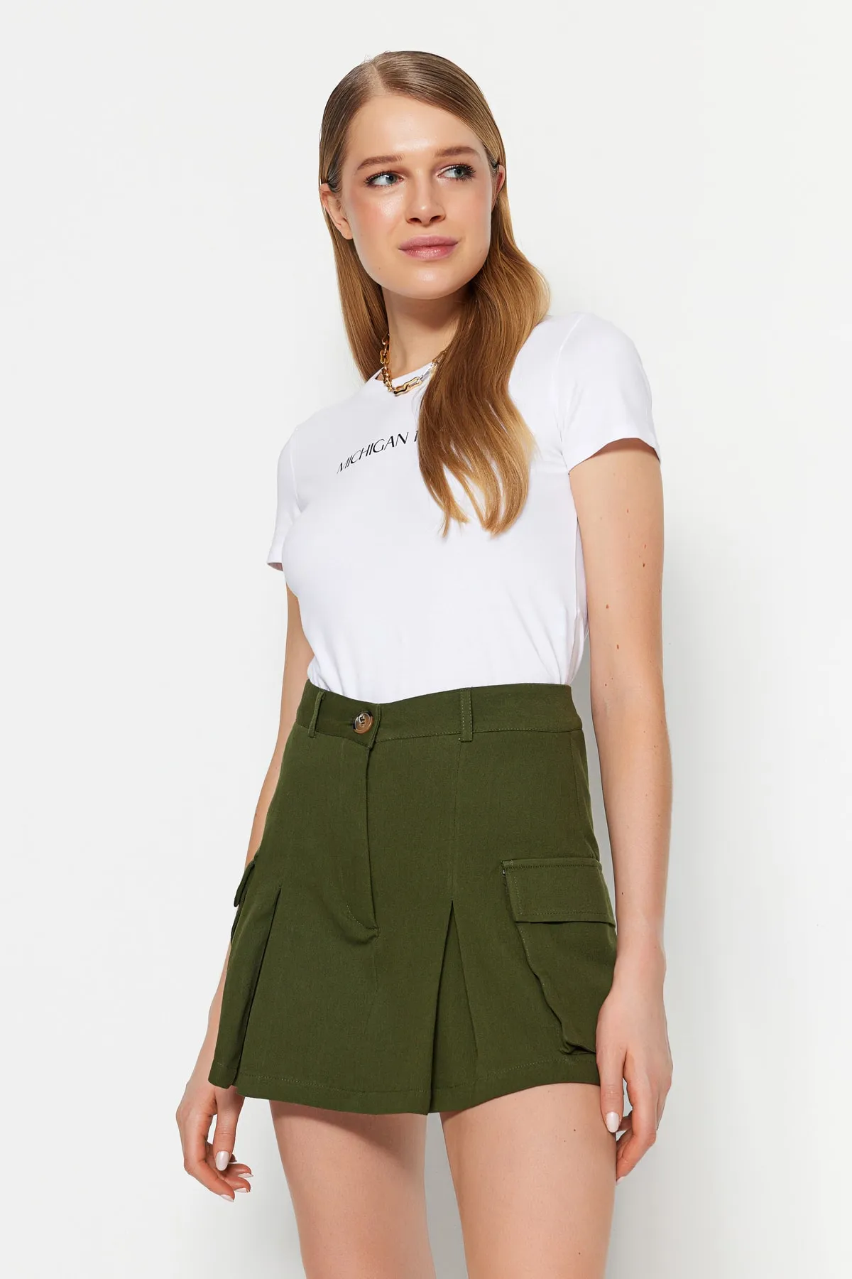 Trendyol Collection  Shorts - Khaki - Hoher Bund