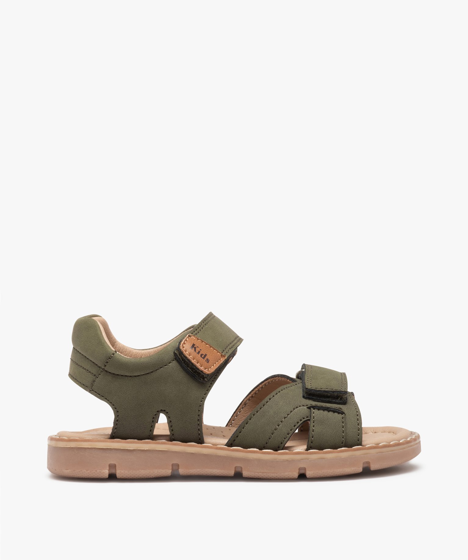 Sandales Garçon à brides unies fermeture scratch sport chic kaki | GEMO