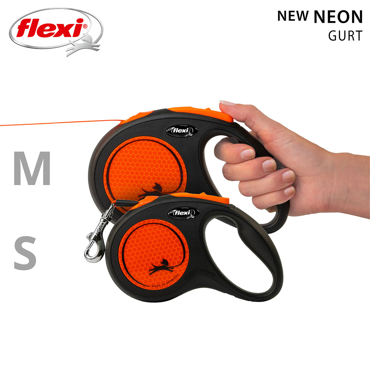 flexi New NEON Gurtleine schwarz/neon orange S 5m bei ZooRoyal
