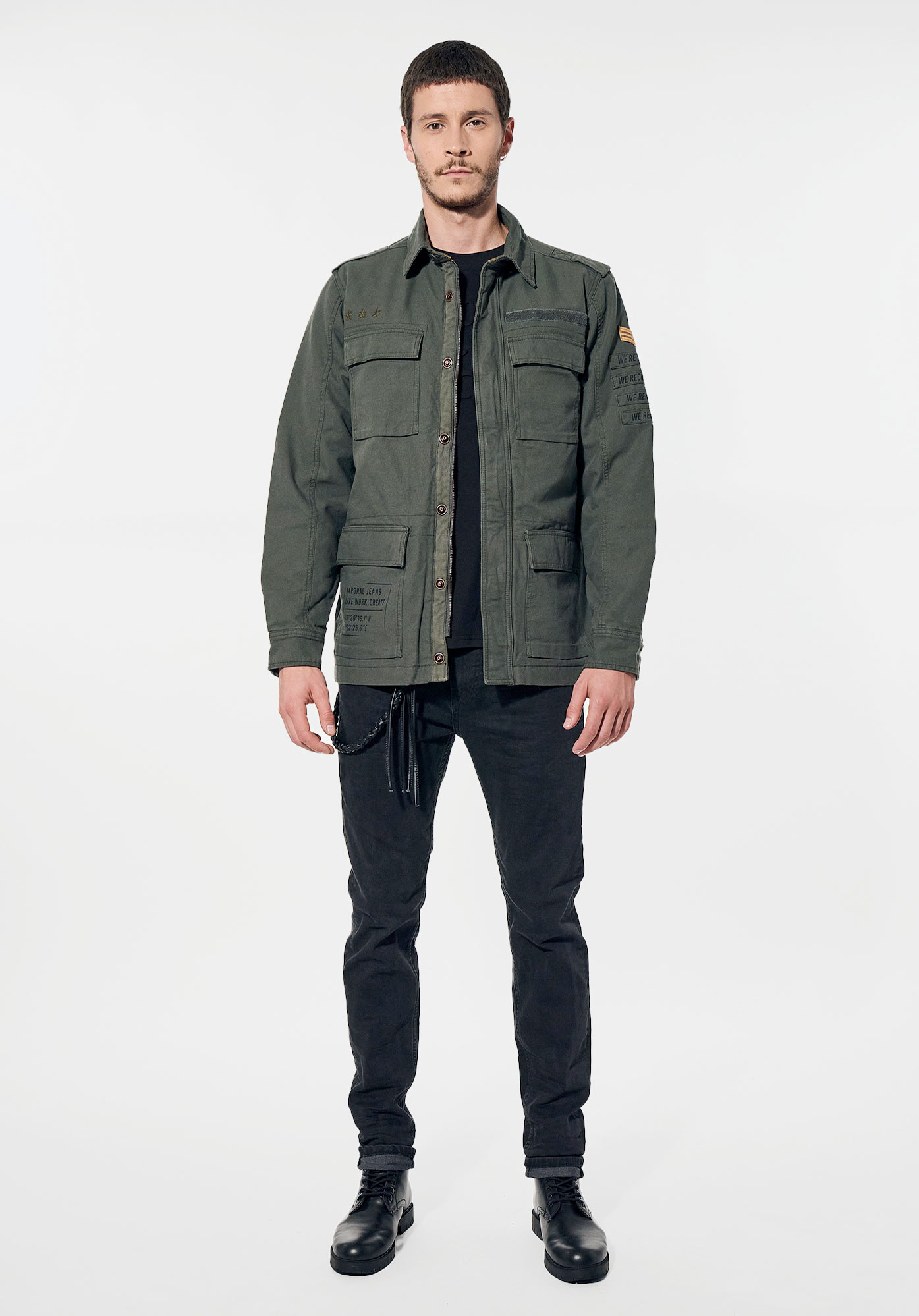 PAVI   Veste kaki Homme en 100% coton