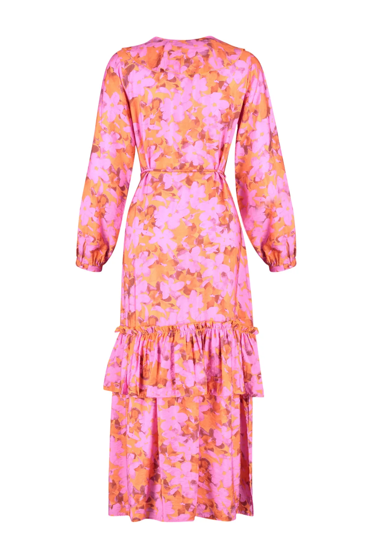 Trendyol Modest  Rosafarbenes, gewebtes Kleid mit Kragen und Rüschen TCTSS24EB00079
