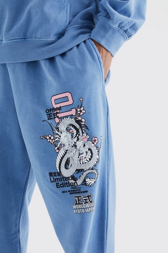 Oversize Jogginghose mit Blossom Dragon Print