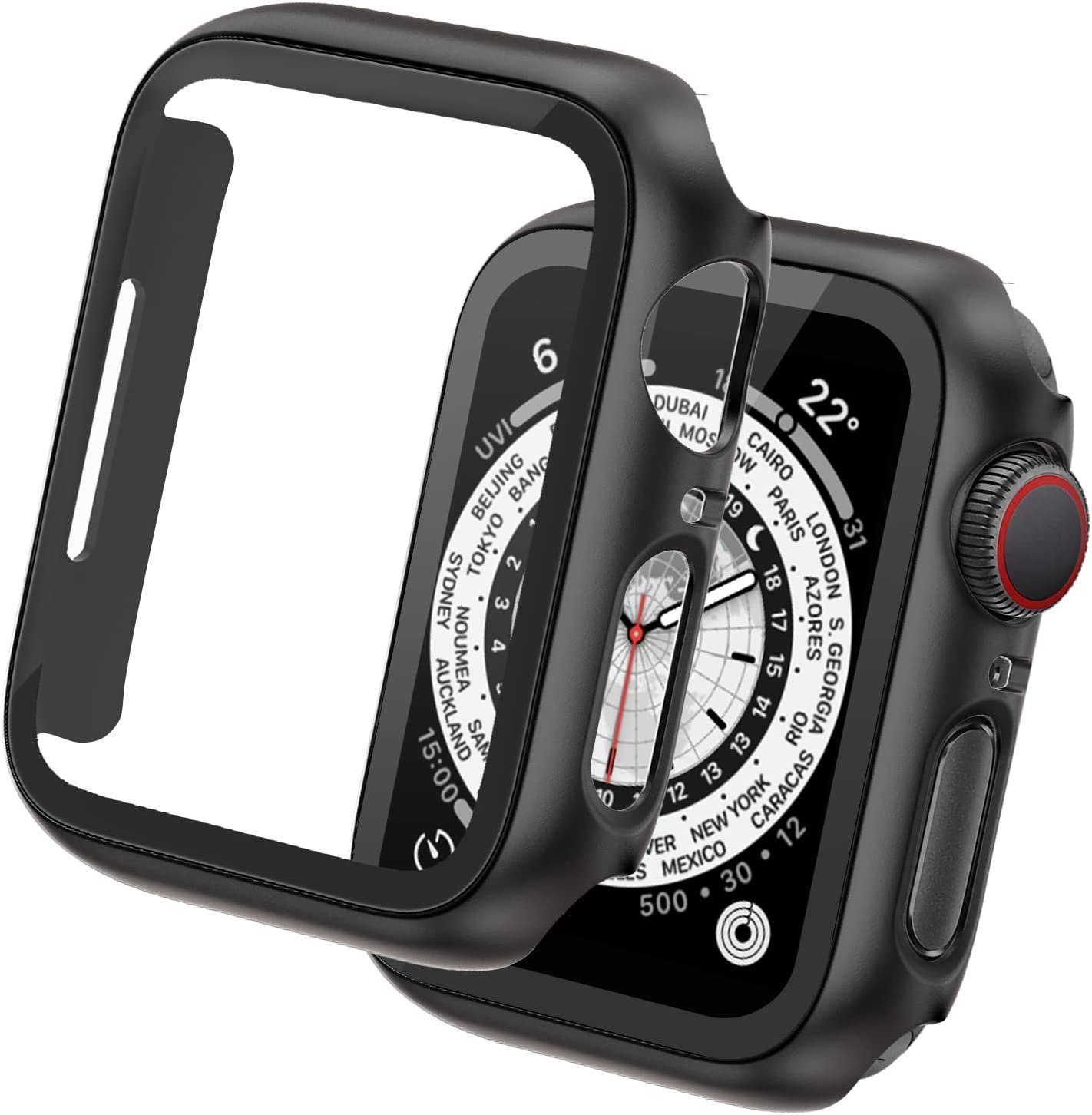 edimens Smartwatch-Hülle Schutzhülle für Apple Watch 9 8/7/6/SE/5/4/3/Ultra 2 iWatch Hülle 40/41/44/45/49mm, Displayschutzfolie mit integriertem gehärtetem Glas