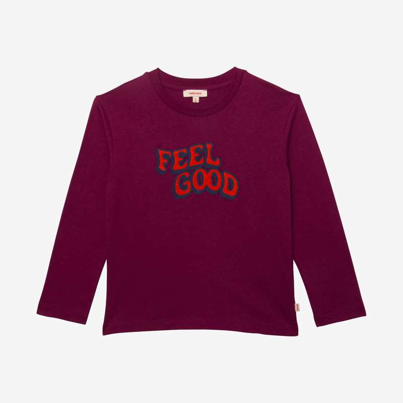 T-shirt garçon broderie violet en coton recyclé Catimini
