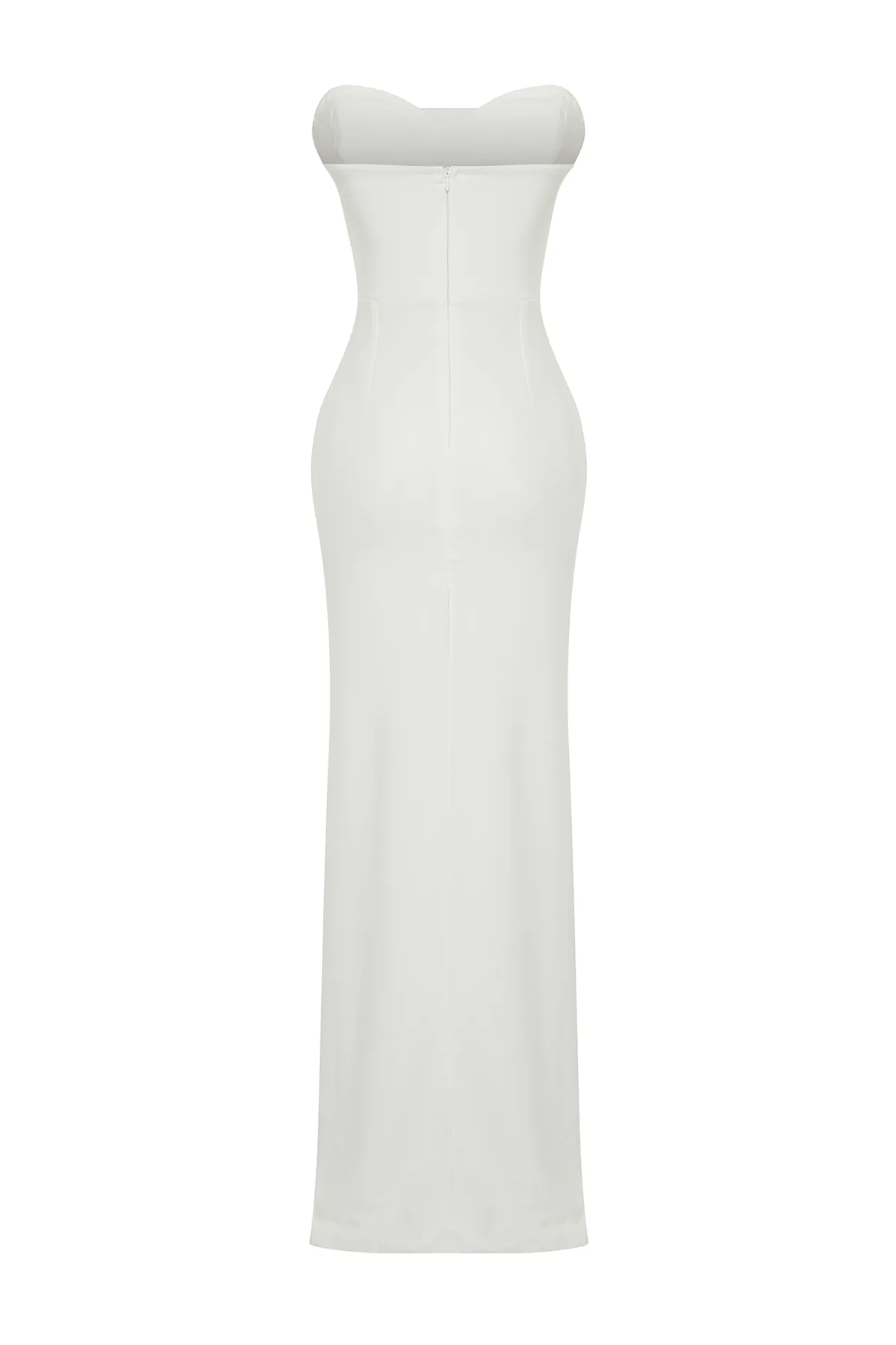 Trendyol Collection  Weißes, körperbetontes Brautkorsett, detailliertes Hochzeits-/Hochzeits-langes Abendkleid TPRSS24AE00069