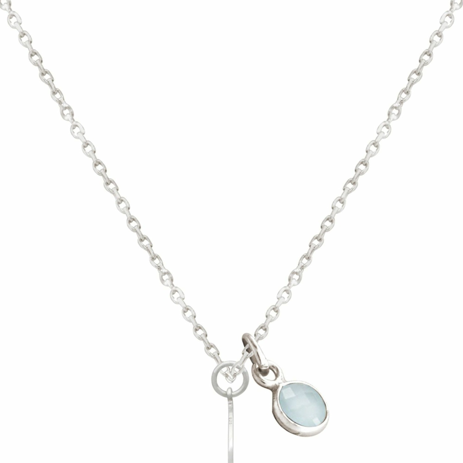 Halskette mit Anhänger 'KATZE Cat on the Moon Chalcedon'