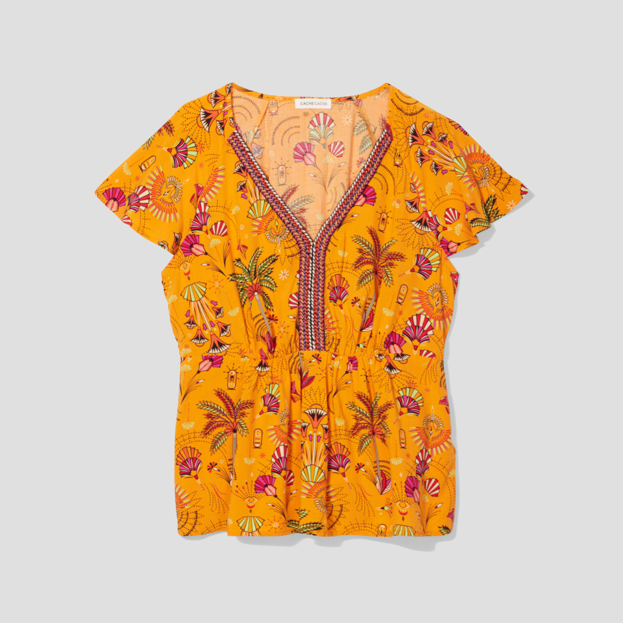 Blouse manches courtes orange femme | Cache Cache