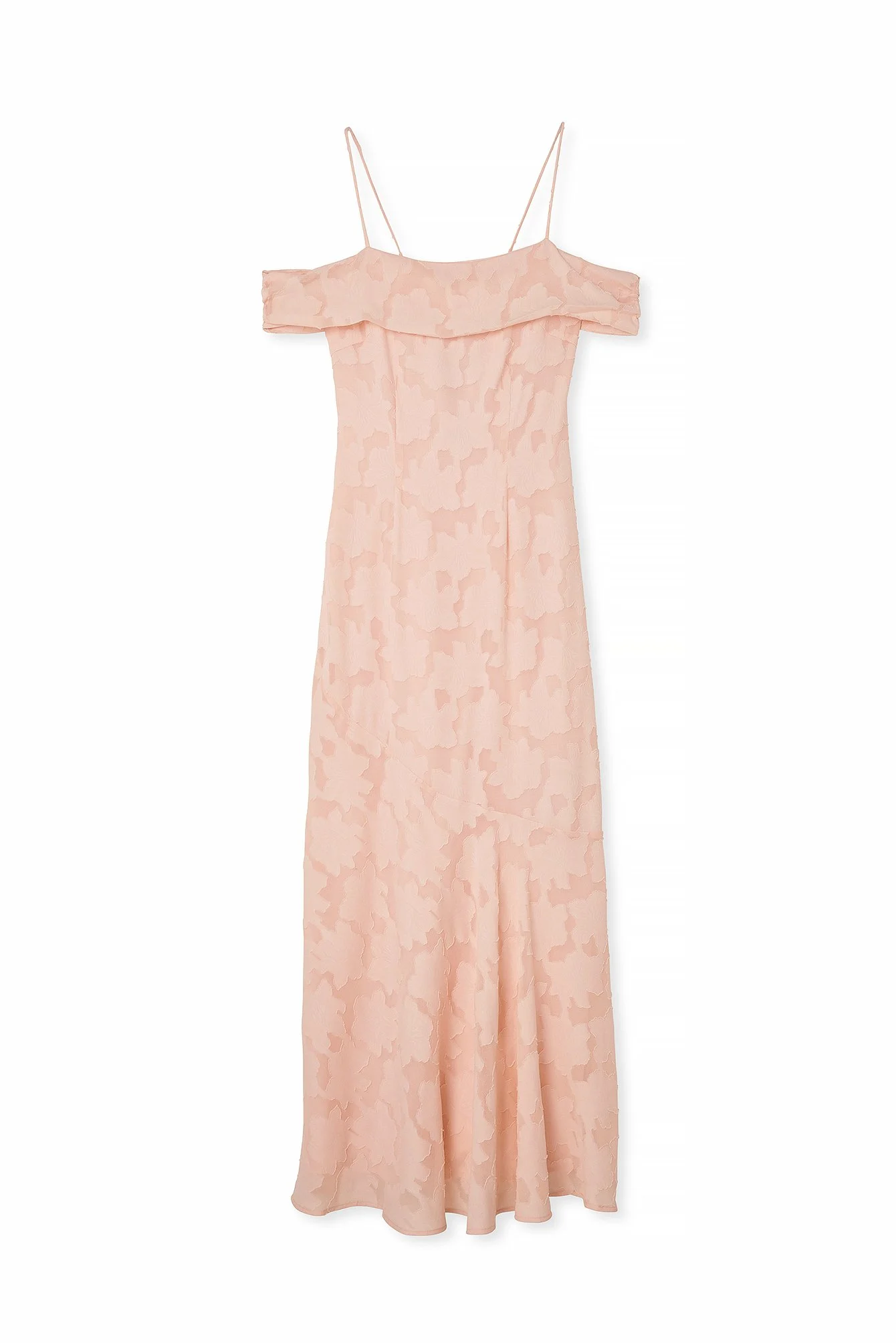 Schulterfreies Jacquard-Maxikleid