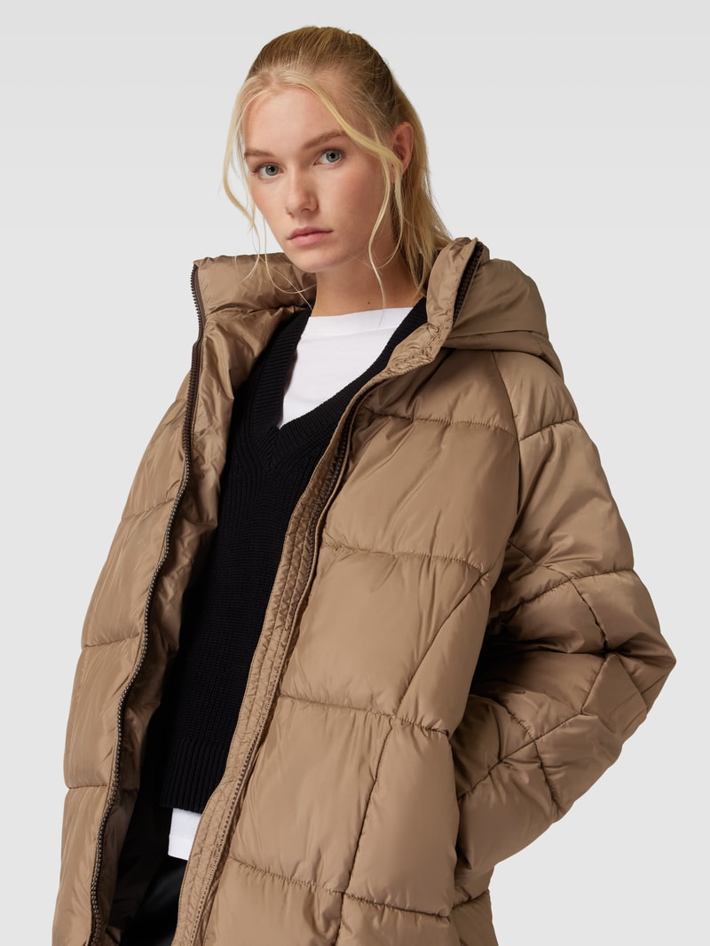 Oversized Steppmantel mit Kapuze Modell 'LASTA' in mittelbraun