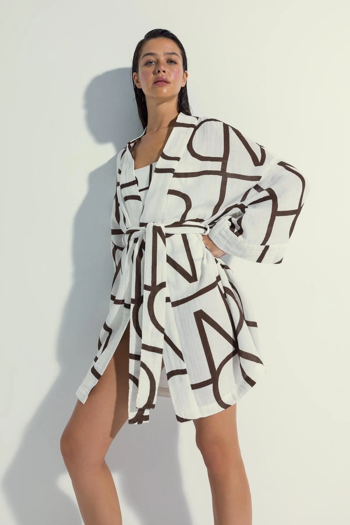 DeFacto  Nefes Istanbul X Gemusterter Strand-Kimono aus 100 % Baumwolle A4149ax23hs