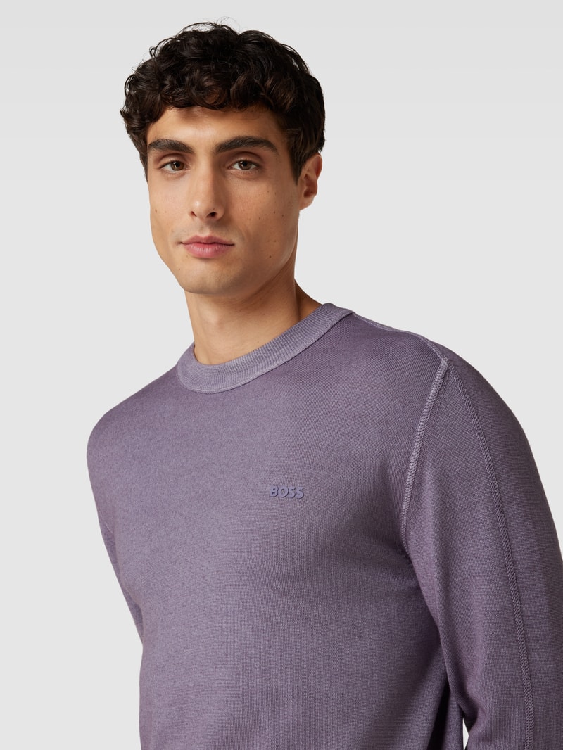 Strickpullover mit Label-Detail Modell 'Astefe' in flieder