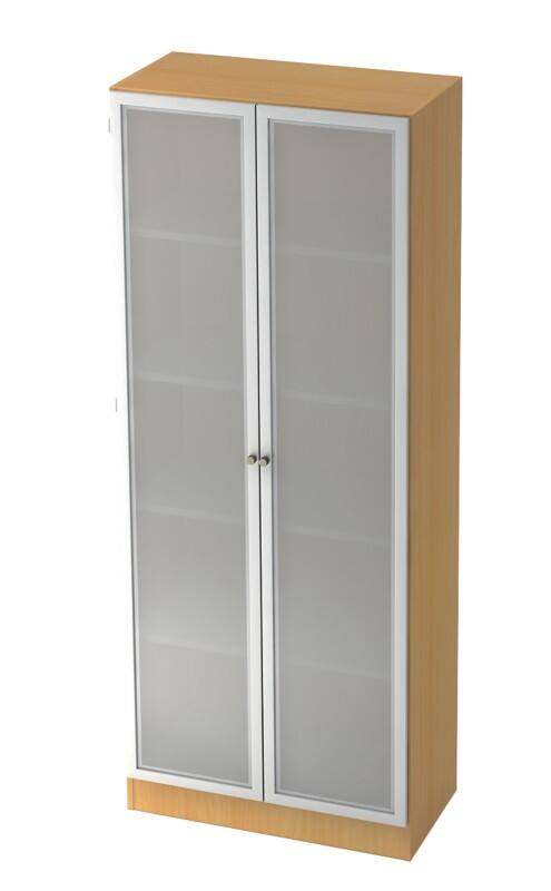 Hammerbacher Glastürenschrank SG 6100G Buche, Silber 800 x 420 x 2.004 mm