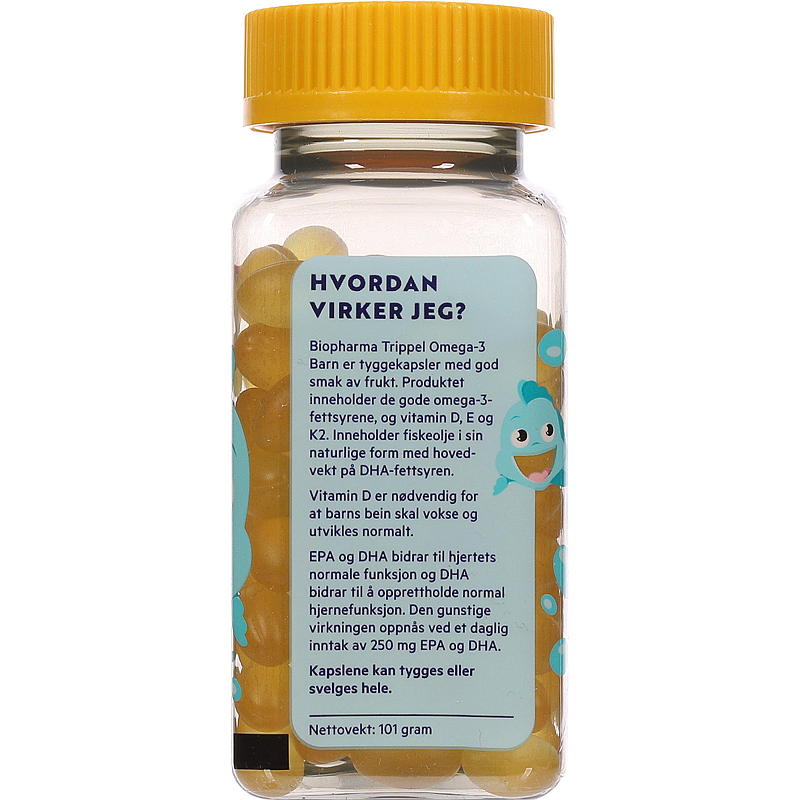 Biopharma Trippel Omega-3 144 stk, barn Biopharma