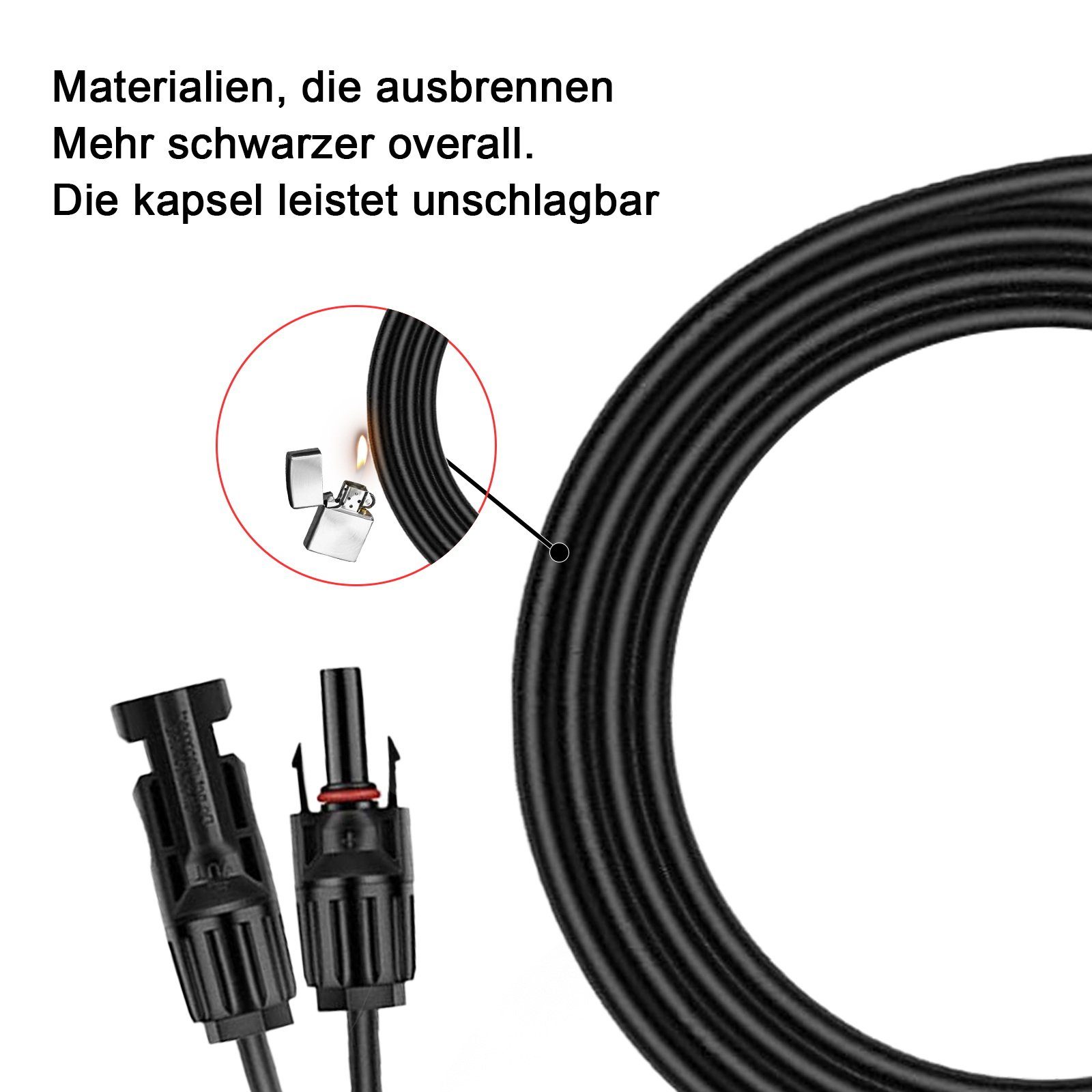 GLIESE Solaranlage Schwarz 3m 2.5mm2 Solarkabel mit Stecker, den Anschluss von Fotovoltaikanlagen verwendet.