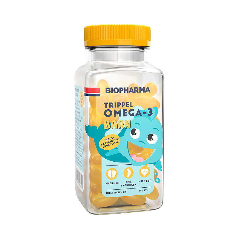 Biopharma Trippel Omega-3 144 stk, barn Biopharma