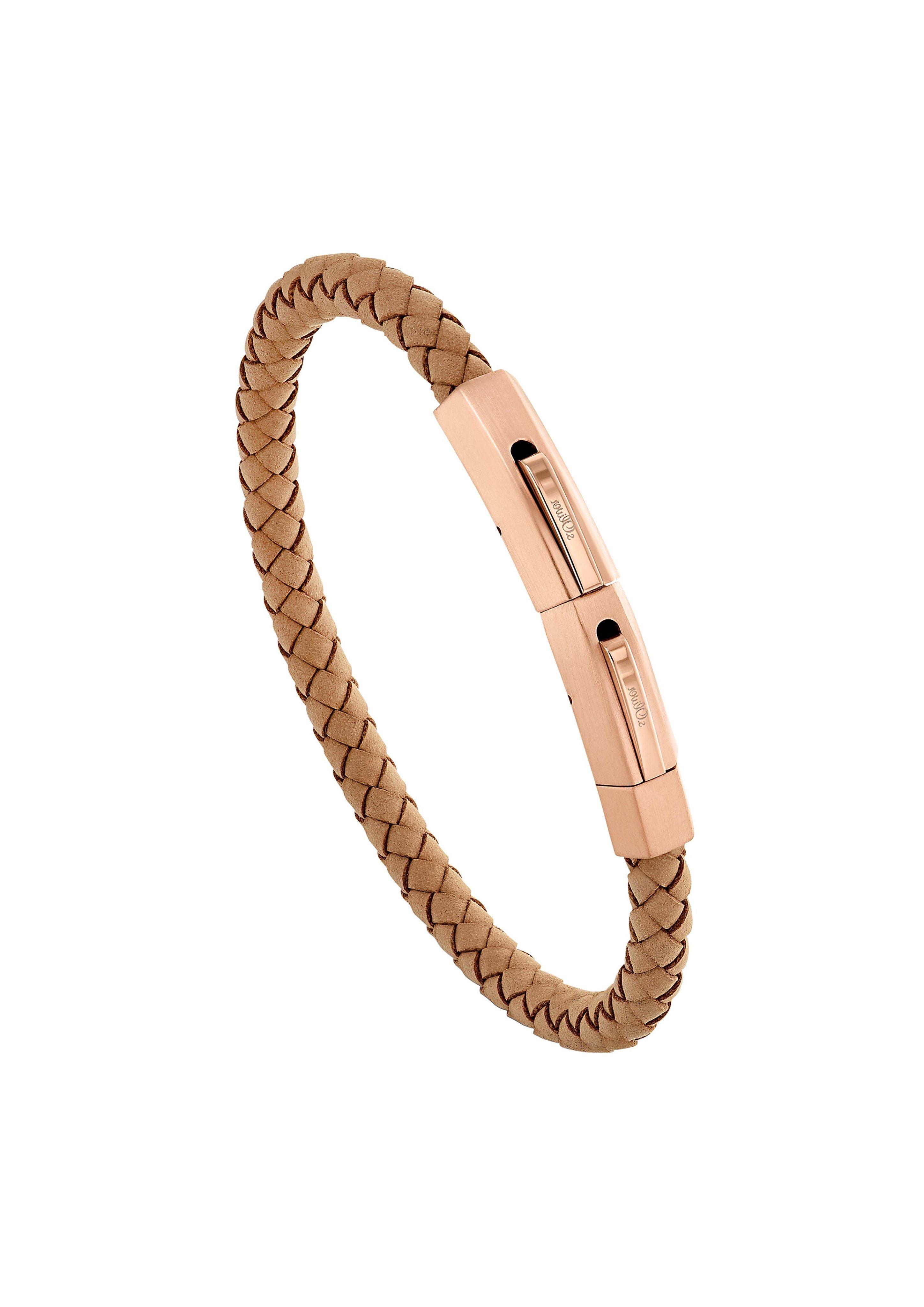 Flechtarmband aus Leder und Edelstahl  6005073-85B0