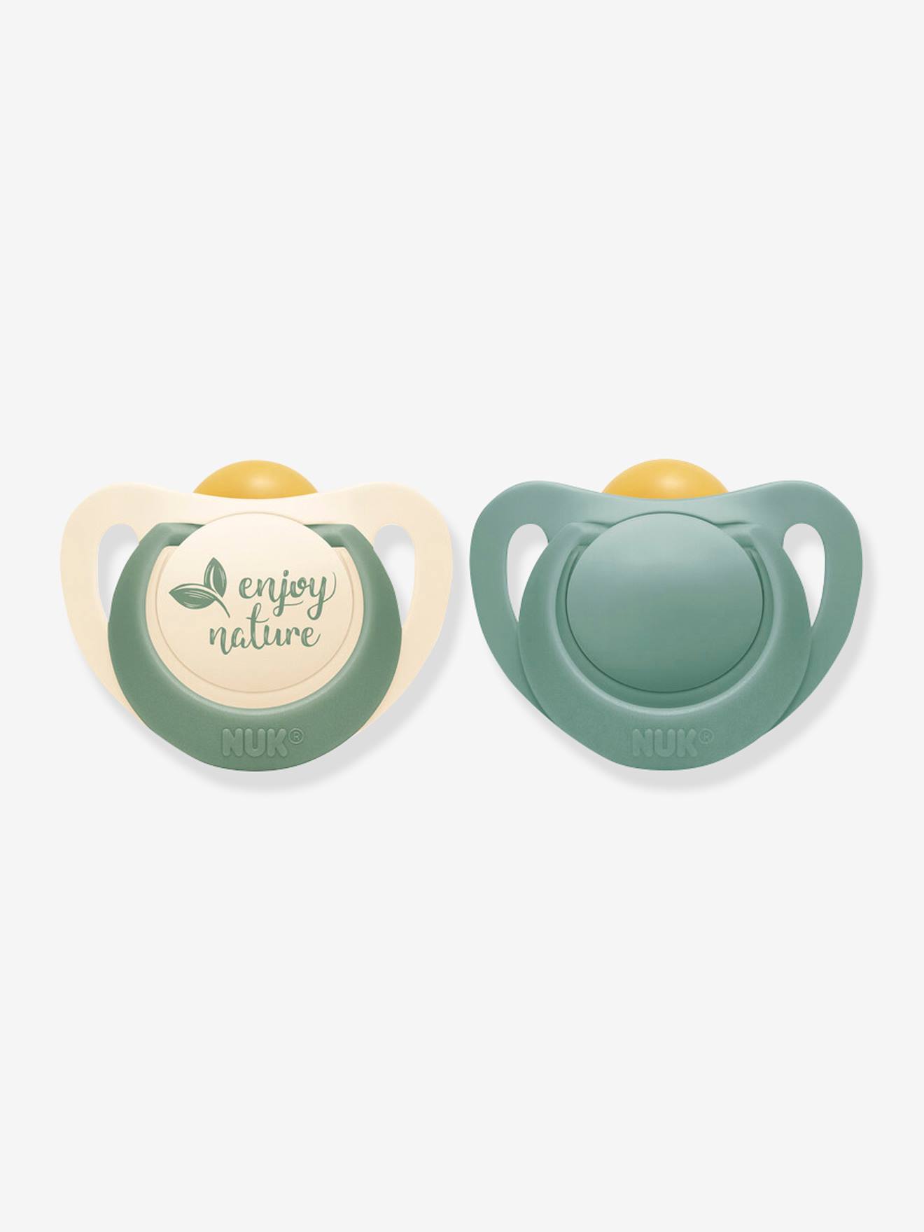 Lot de 2 sucettes physiologiques NUK for Nature en latex eucalyptus