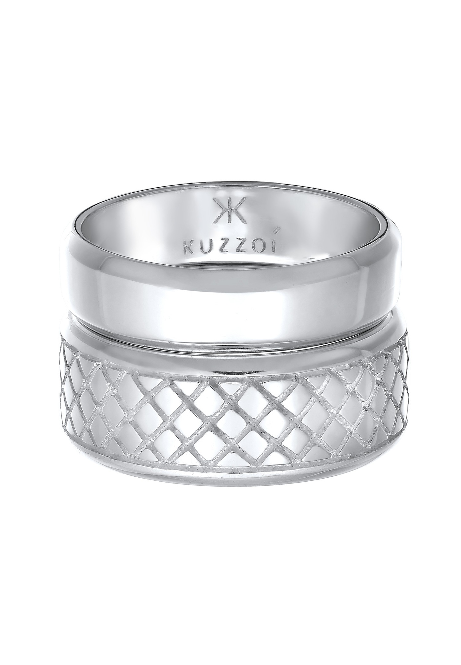 KUZZOI Férfi Gyűrű Szett - Basic Solid Trend Oxidált 925 Sterling Ezüstben