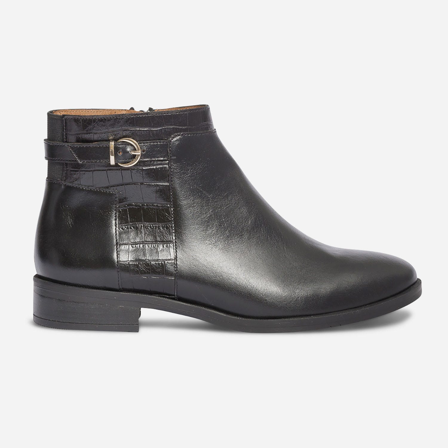 Boots ERAM FLEX noir en cuir avec effet croco