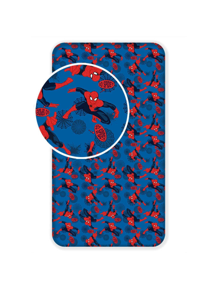 Spiderman Spannbetttuch – Baumwoll-Bettlaken für Kinderbett (90x200   25 cm) in Blau günstig kaufen 90x200 cm