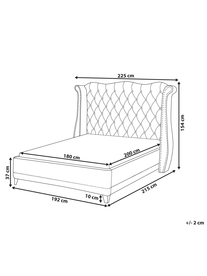 Beliani Doppelbett AYETTE in Beige - (W) 225 x (H) 154 x (L) 215 cm günstig kaufen onesize
