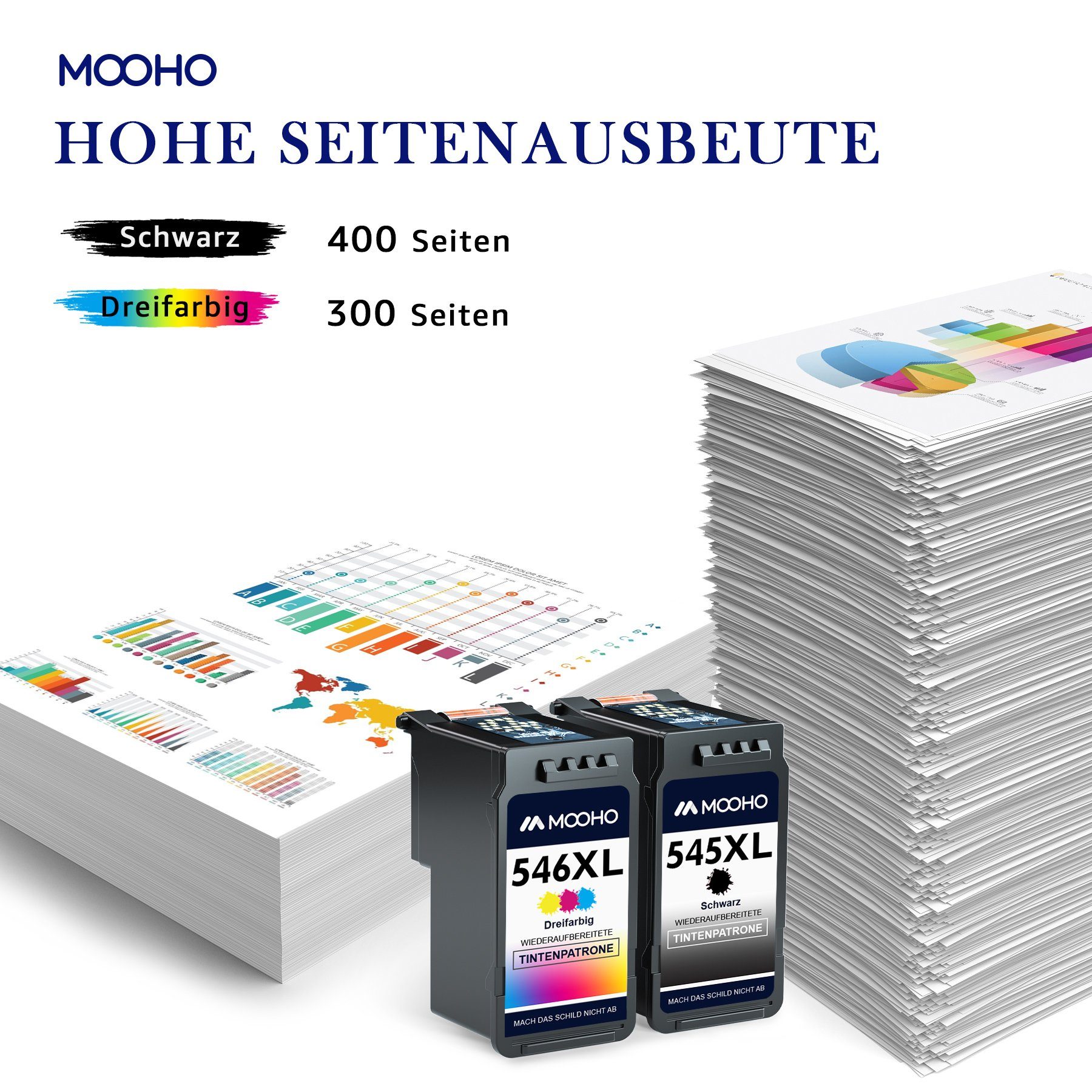 MOOHO 1 Schwarz ersetzt 545 546 für CANON CL-546XL Tintenpatrone (PIXMA MX495 TR4550 TS3350 TS3450 TS3150 TS3151 TS3351)