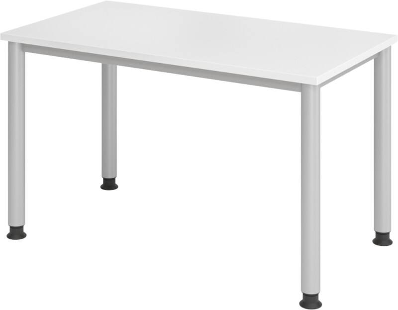 Hammerbacher VHS612/W/SDEAUFB Höhenverstellbar Gerader Schreibtisch Melamin Silber 4 Füße 1.200 x 672 x 685 mm Mit Aufbau