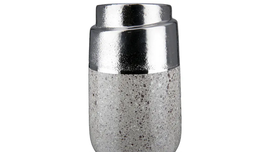 GILDE Keramik Vase Marmo H=19,5cm silber, grau