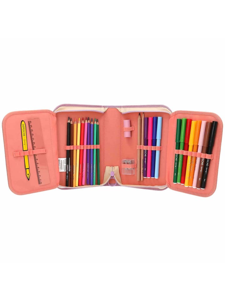 Depesche Deluxe Federtasche GIRL POWER inkl. Stifte TOPModel 5 x 15,5 x 22 cm in violett günstig kaufen onesize