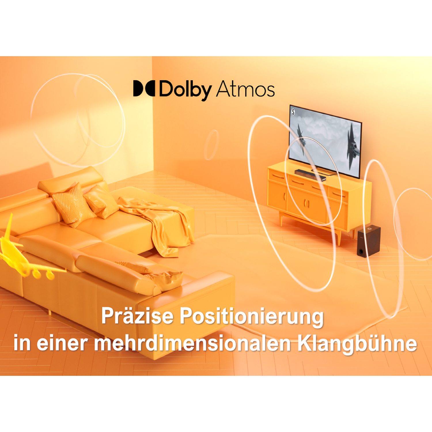 Ultimea Nova S50 2.1 Dolby Atmos Soundbar (BassMAX, 3D Surround Sound System für TV, PC Lautsprecher Heimkino)