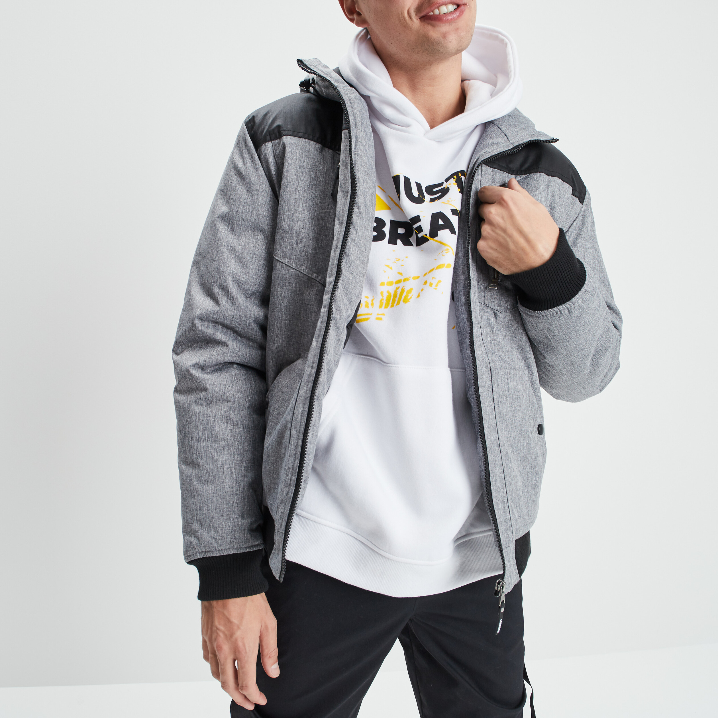 Blouson droit à capuche gris garçon | La Halle