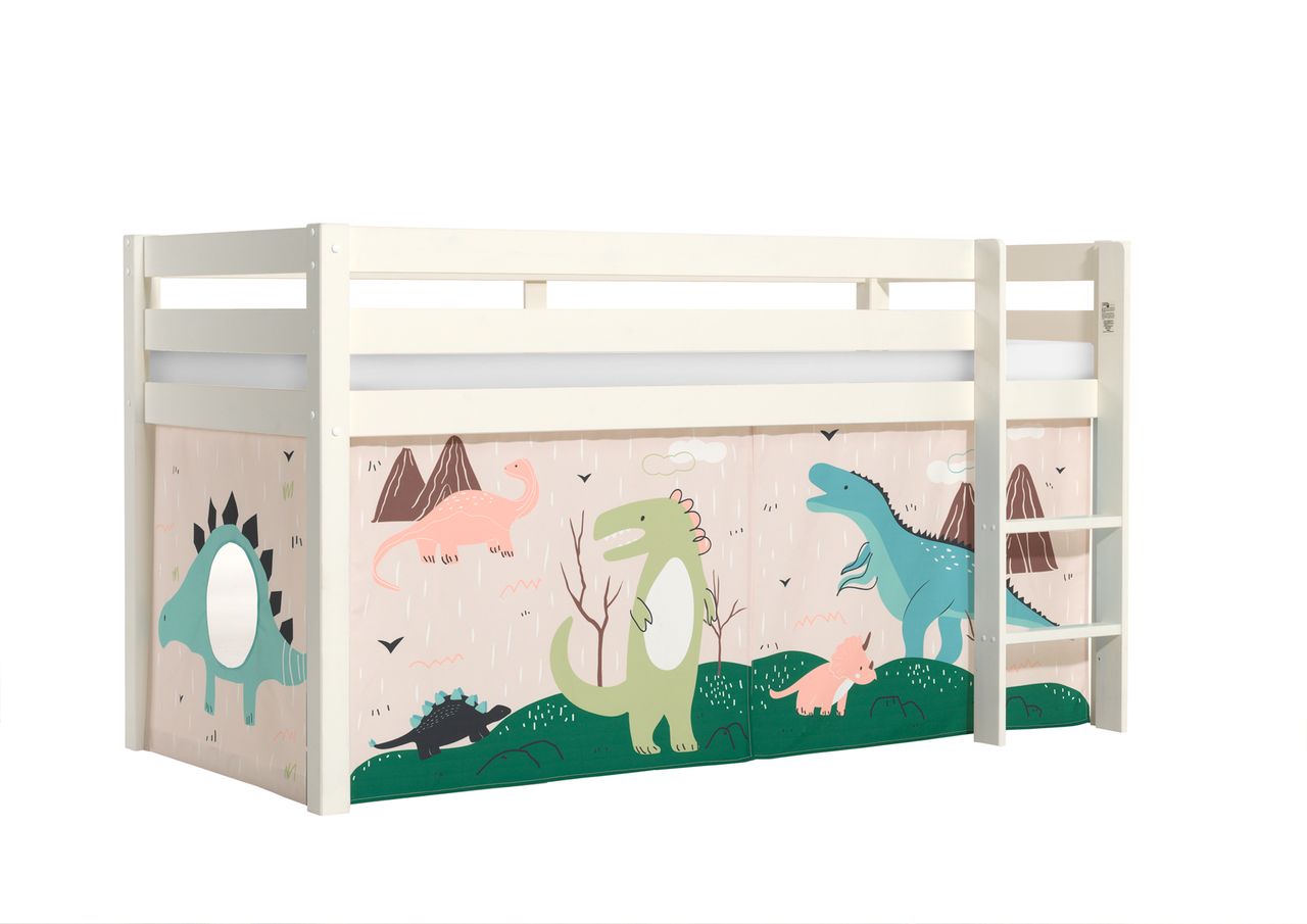 VIPACK Halbhohes Bett PINO, mit Textilset 