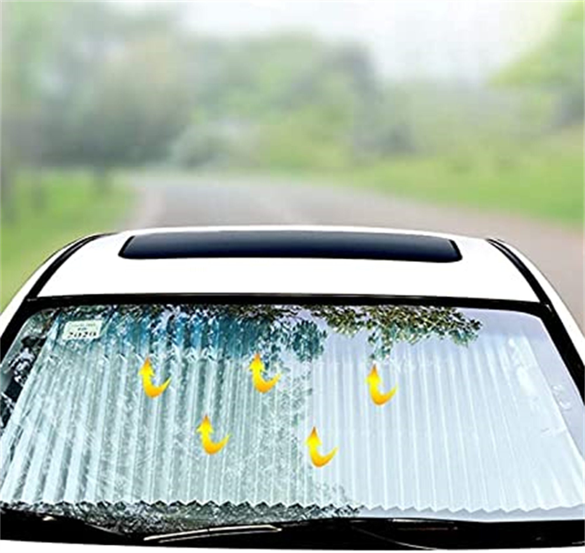 flowgoer Autosonnenschutz Klassische Mode04, (1-St., Wärmeisoliert, Anti-UV, schnelle Abkühlzeit), Teleskopisches Design, geringe Größe,Klare Sicht,Schneller Einbau