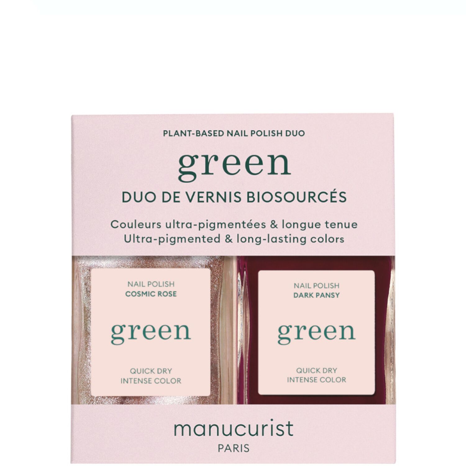Manucurist Green Duo Vernis Biosourcés - Cosmic Rose 15 ml + Dark Pansy 15 ml