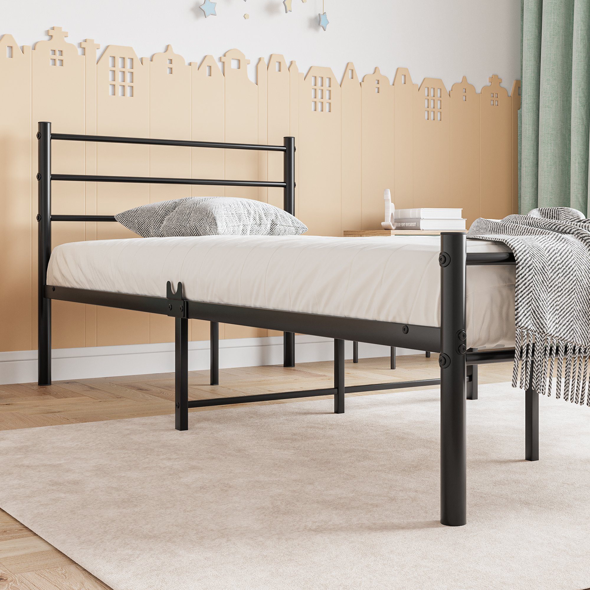 Gotagee Metallbett Einzelbett Metallbett Metall Bett Jugendbett Bettgestelle 90x190 cm