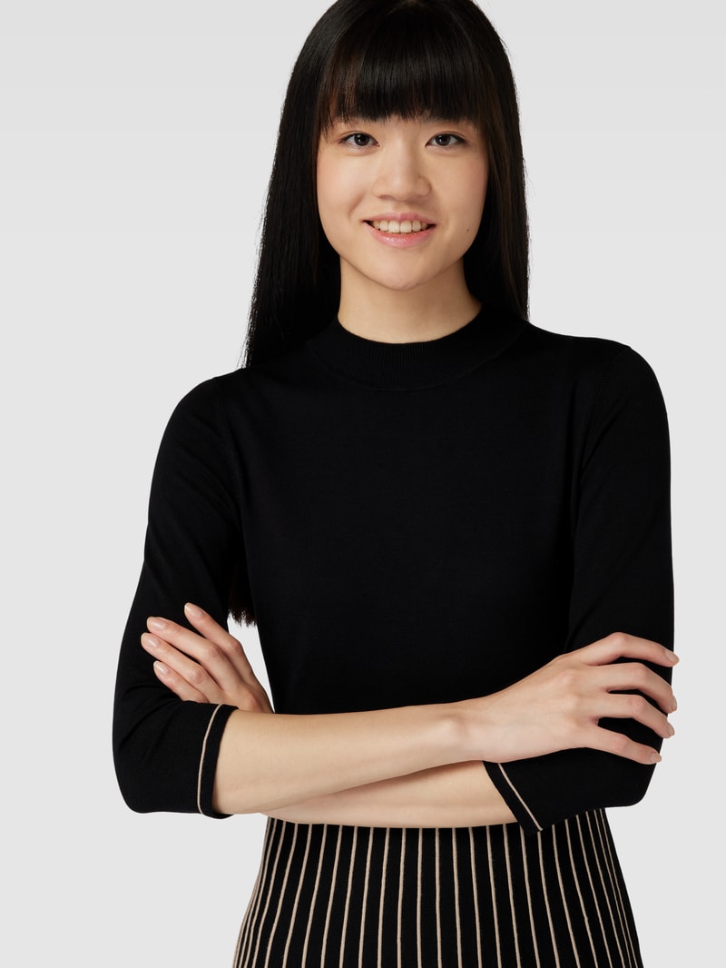 Knielnages Kleid mit 3/4-Arm in schwarz