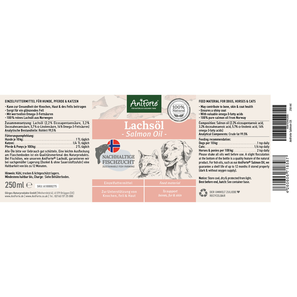 Aniforte Ergänzungsfutter & Aufzucht Aniforte Lachsöl 250ml