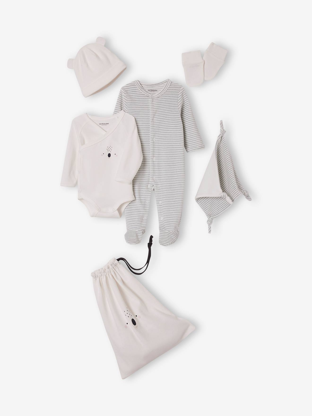 Kit naissance 6 pièces bleu grisé