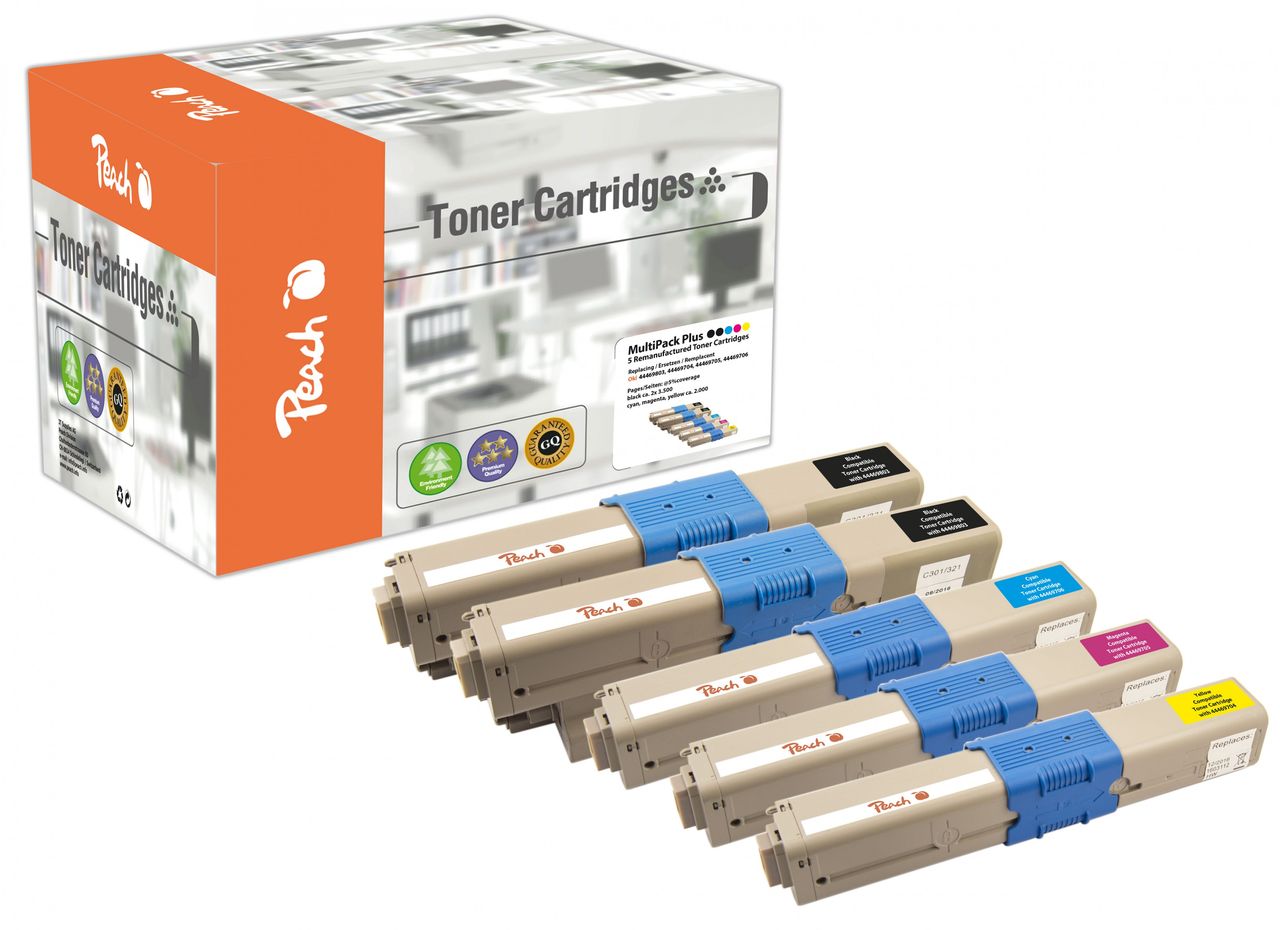 Peach Spar Pack Plus Tonermodule ersetzt Oki 44469704-9803