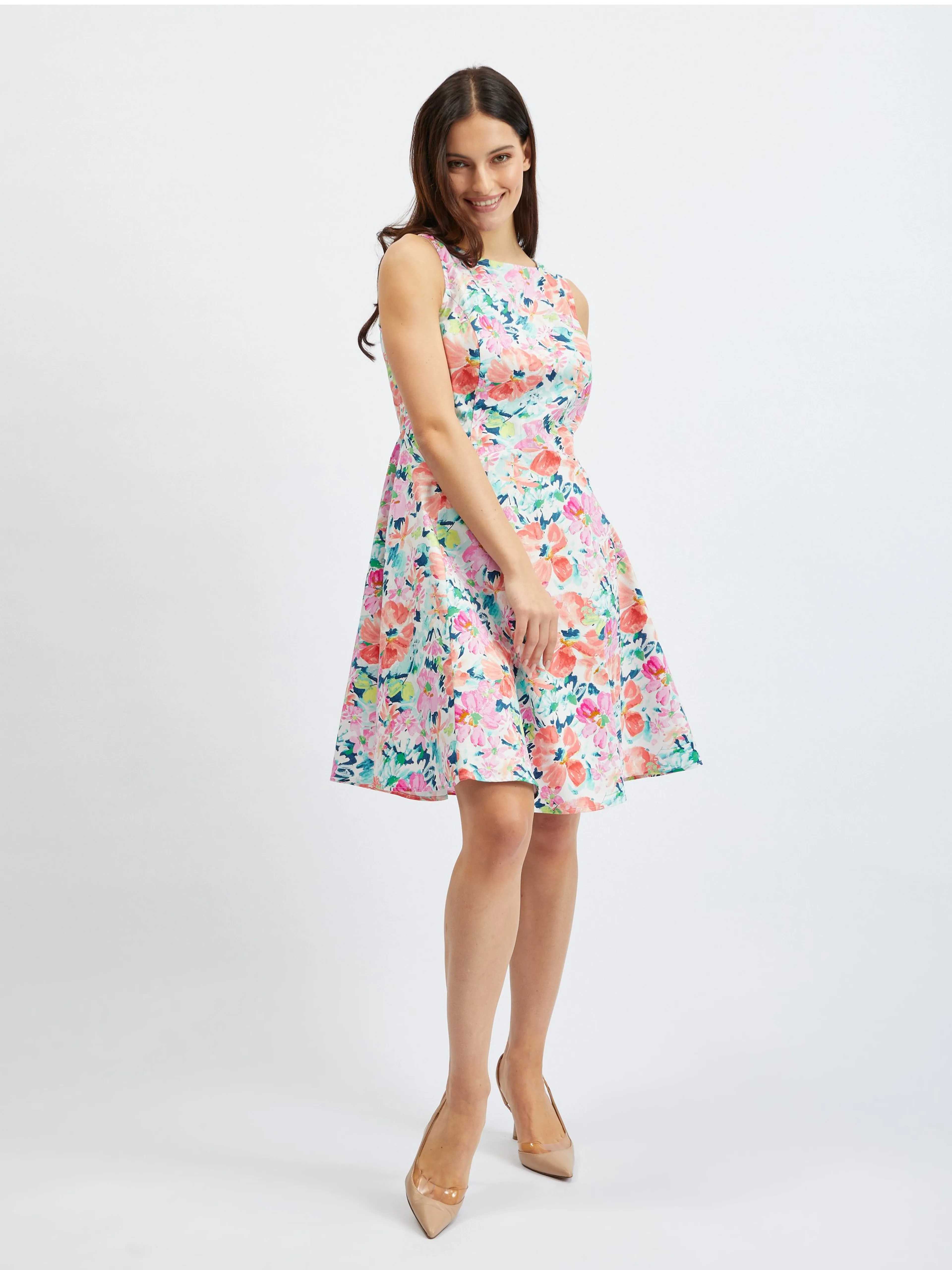 Rosa und cremefarbenes geblümtes ORSAY-Damenkleid