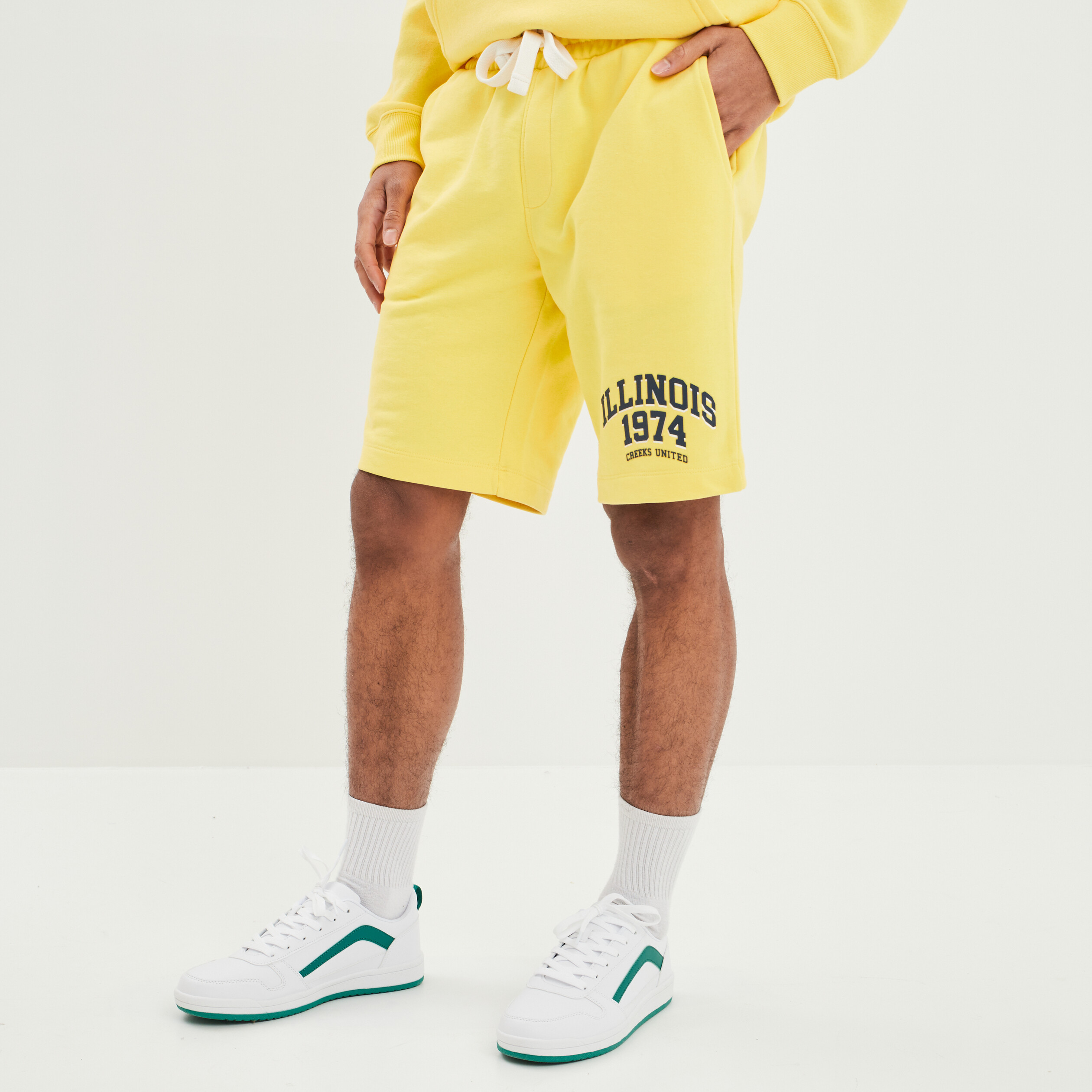 Jogging-Short droit Creeks jaune citron homme | La Halle