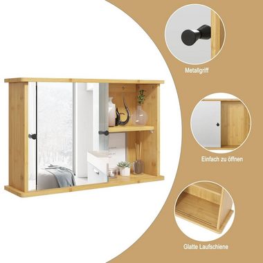 EUGAD Badezimmerspiegelschrank mit Ablage, aus Bambus, 55x35,5x14 cm