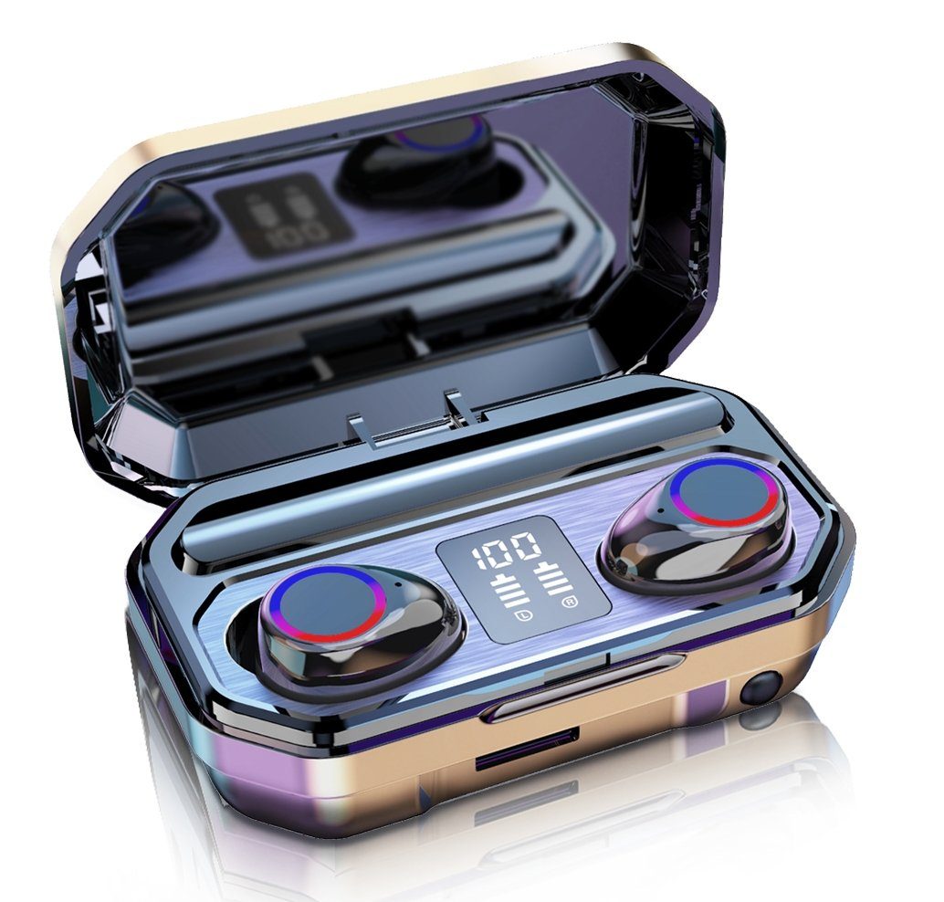 7Magic In-Ear-Kopfhörer mit Mikrofon Bluetooth 5.2 LED Anzeige True-Wireless Bluetooth-Kopfhörer (Siri, Voice Assistant, Rauschunterdrückung, Wireless Earbuds, IPX7 Wasserdicht Kabellose Kopfhörer)